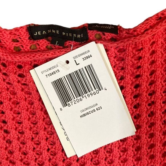 NWT Jeanne Pierre Pink Hibiscus 3/4 Sleeve Sweater, Size L - Picture 3 of 7